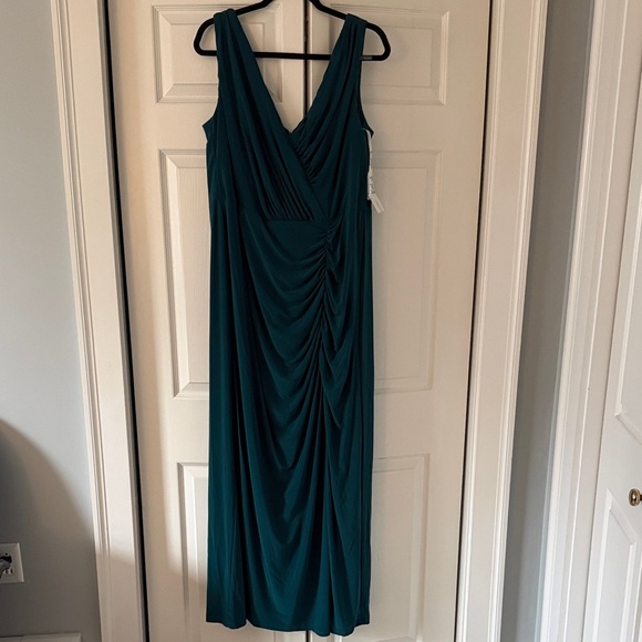 David's Bridal Dresses & Skirts - Sleeveless Teal V-Neck Drape Maxi Dress
